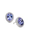 Effy Women's 14k White Gold, Tanzanite & 0.35 Tcw Diamond Halo Stud Earrings In White Gold