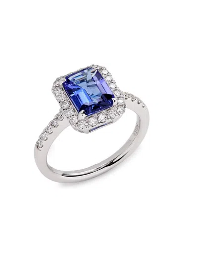 Effy Women's 14k White Gold, Tanzanite & 0.41 Tcw Diamond Halo Ring