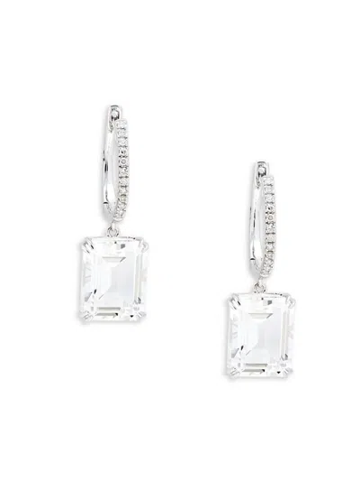 Effy Women's 14k White Gold, White Topaz & Diamond Drop Earrings