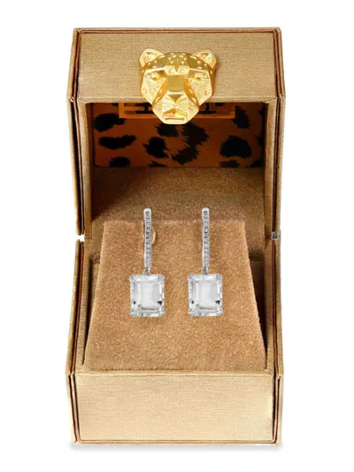 Effy Women's 14k White Gold, White Topaz & Diamond Huggie Earrings