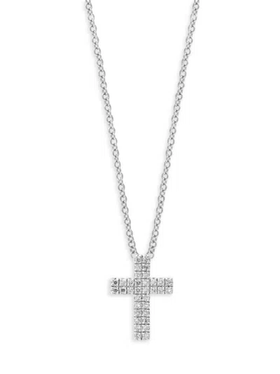 Effy Women's 14k White Goldplated Sterling Silver & 0.09 Tcw Diamond Cross Pendant Necklace