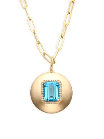 Effy Women's 14k Yellow, Blue Topaz & Diamond Pendant Necklace