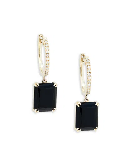 Effy Women's 14k Yellow Gold, Diamond & Black Onyx Earrings