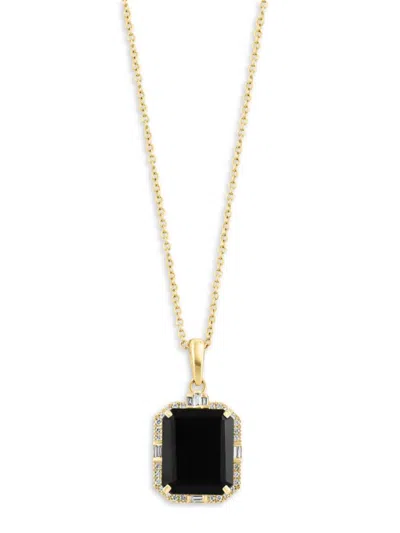 Effy Women's 14k Yellow Gold, 0.16 Tcw Diamond & 5.10 Ctw Onyx Pendant Necklace