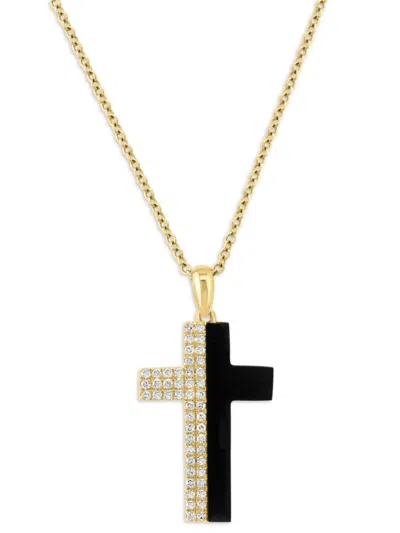 Effy Diamond Cross Pendant Necklace In Black