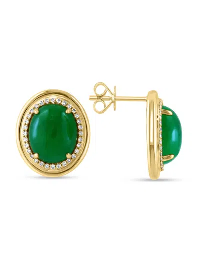 Effy Women's 14k Yellow Gold, 0.19 Tcw Diamond & 11.00 Tcw Dyed Jade Earrings