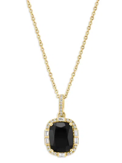 Effy Women's 14k Yellow Gold, 0.21 Tcw Diamond & 2.50 Tcw Onyx Pendant Necklace