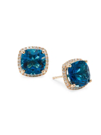 Effy Women's 14k Yellow Gold, Diamond & Blue Topaz Stud Earrings
