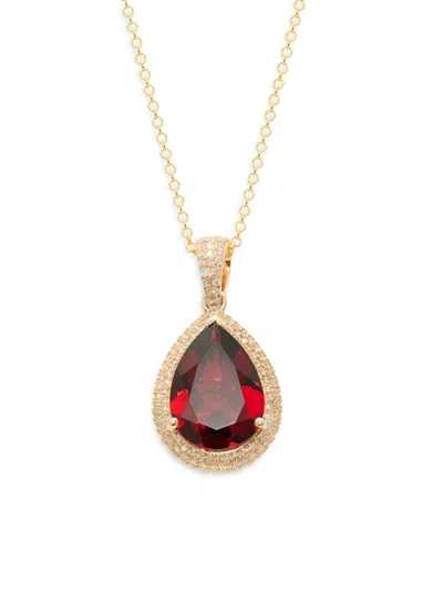 Effy Women's 14k Yellow Gold, 0.33 Tcw Diamond & Garnet Pear-shape Pendant Necklace