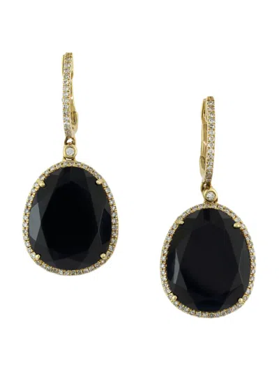 Effy Women's 14k Yellow Gold, 0.33 Tcw Diamond, & Onyx Drop Earrings In Black