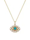 Effy Women's 14k Yellow Gold, 0.35 Tcw Turquoise, 0.06 Tcw Diamond & Freshwater Pearl Pendant Necklace In Gold