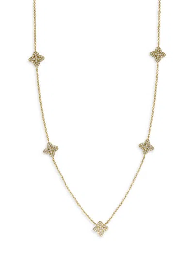 Effy Women's 14k Yellow Gold 0.47 Tcw Diamond Clover Station Necklace