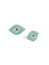 Effy Women's 14k Yellow Gold, 0.60 Tcw Turquoise & 0.17 Tcw Diamond Evil Eye Stud Earrings In Blue