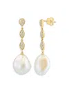 Effy Women's 14k Yellow Gold, 11-13mm Baroque Freshwater Pearl & Diamond Drop Earrings In Yellow Gold