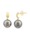 Effy Women's 14k Yellow Gold, 11mm Tahitian Pearl & Diamond Drop Earrings