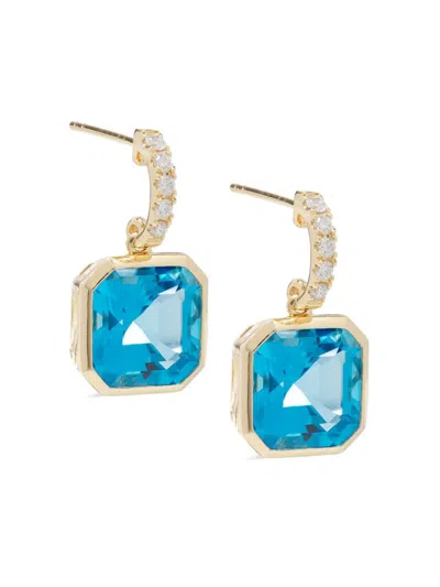 Effy Women's 14k Yellow Gold, 12.10 Tcw Blue Topaz & 0.19 Tcw Diamond Drop Earrings In Multi