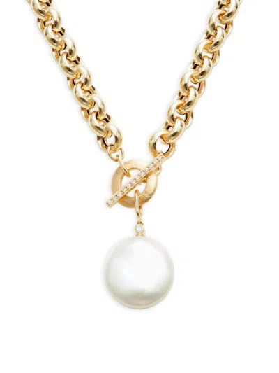 Effy Women's 14k Yellow Gold, 12mm Baroque Pearl & Diamond Toggle Necklace