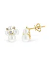 Effy Women's 14k Yellow Gold, 3-5mm Freshwater Pearl & 0.08 Tcw Diamond Stud Earrings In Yellow Gold