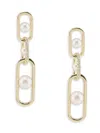 Effy Women's 14k Yellow Gold, 4-6mm Freshwater Pearl & 0.21 Tcw Diamond Drop Earrings In Gold