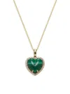 Effy Women's 14k Yellow Gold, 4.90 Tcw Malachite & 0.15 Tcw Diamond Heart Pendant Necklace In Multi