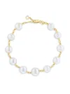 Effy Women's 14k Yellow Gold, 8.5mm Freshwater Pearl & Diamond Station Bracelet In Gold