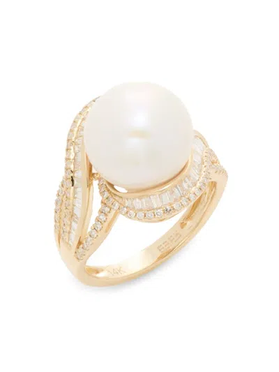 Effy Women's 14k Yellow Gold, Freshwater Pearl & Diamond Ring
