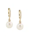Effy Women's 14k Yellow Gold, 9.0mm Freshwater Pearl & 0.18 Tcw Diamond Drop Earrings In Gold