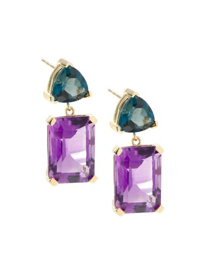 Effy Women's 14k Yellow Gold, Amethyst & London Blue Topaz Drop Earrings