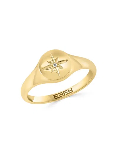 Effy Women's 14k Yellow Gold & 0.001 Tcw Diamond Star Signet Ring