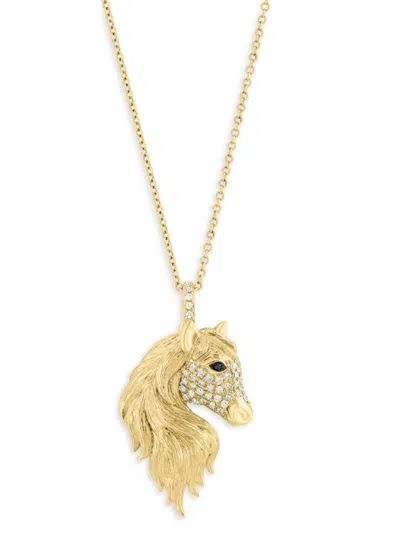 Effy Women's 14k Yellow Gold & 0.018 Tcw Diamond Horse Pendant Necklace
