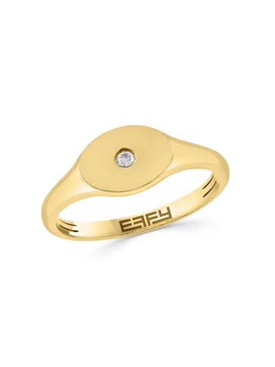 Effy Women's 14k Yellow Gold & 0.02 Tcw Diamond Signet Ring