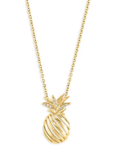 Effy Women's 14k Yellow Gold & 0.03 Tcw Diamond Pineapple Pendant Necklace