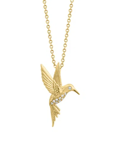 Effy Women's 14k Yellow Gold & 0.04 Tcw Diamond Hummingbird Pendant Necklace/18"