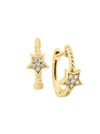 Effy Women's 14k Yellow Gold & 0.06 Tcw Diamond Star Huggie Earrings