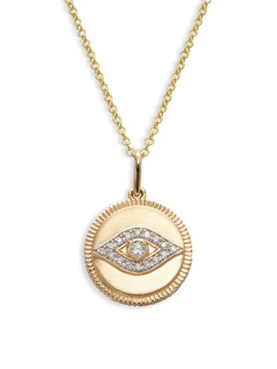 Effy Women's 14k Yellow Gold & 0.10 Tcw Diamond Evil Eye Necklace