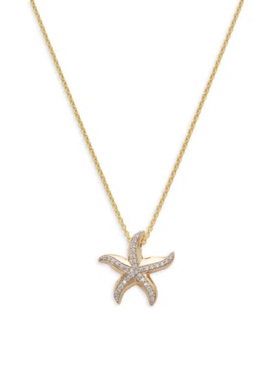 Effy Women's 14k Yellow Gold & 0.12 Tcw Diamond Star Fish Pendant Necklace