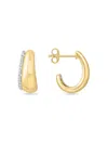 Effy Two-tone 14k Gold Diamond Hoop Earrings In Yellow Gold