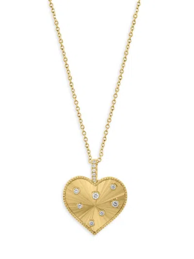 Effy Women's 14k Yellow Gold & 0.13 Tcw Diamond Heart Pendant Necklace/18"