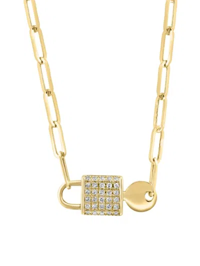 Effy Women's 14k Yellow Gold & 0.14 Tcw Diamond Lock & Key Pendant Necklace/17"
