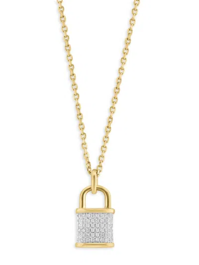 Effy Women's 14k Yellow Gold & 0.14 Tcw Diamond Padlock Pendant Necklace