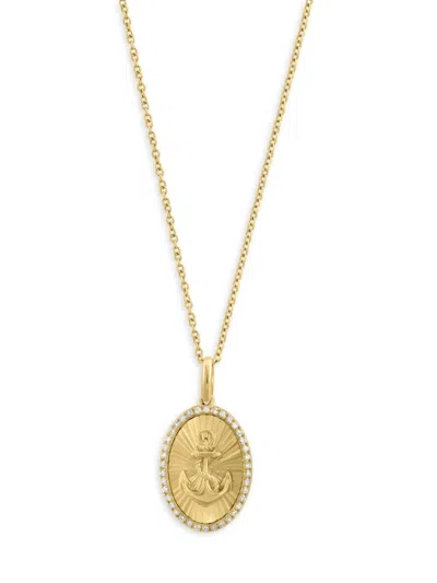Effy Women's 14k Yellow Gold & 0.15 Tcw Diamond Anchor Pendant Necklace