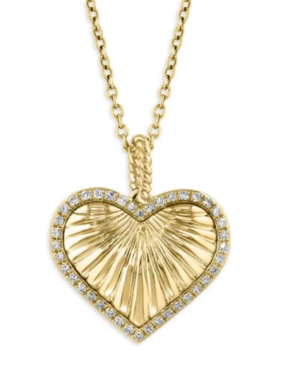 Effy Women's 14k Yellow Gold & 0.15 Tcw Diamond Heart Pendant Necklace