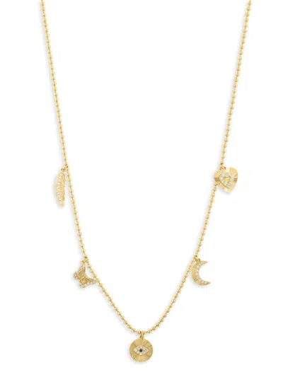 Effy Women's 14k Yellow Gold & 0.16 Tcw Diamond Beaded Charm Necklace
