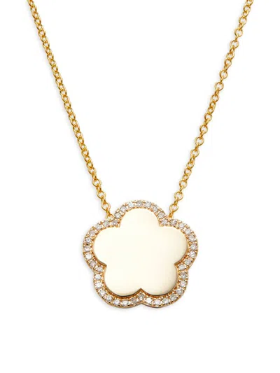 Effy Women's 14k Yellow Gold & 0.16 Tcw Diamond Flower Pendant Necklace