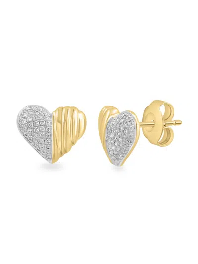 Effy Women's 14k Yellow Gold & 0.16 Tcw Diamond Heart Stud Earrings
