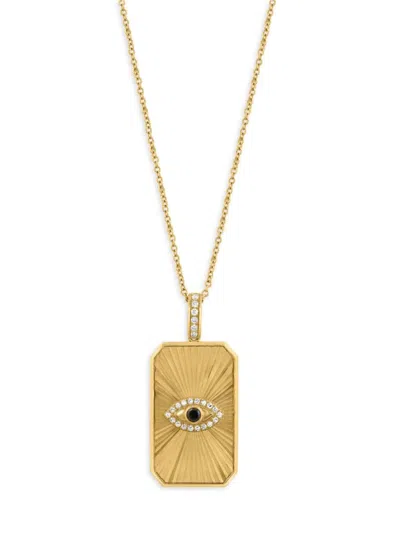 Effy Women's 14k Yellow Gold & 0.17 Tcw Diamond Evil Eye Pendant Necklace