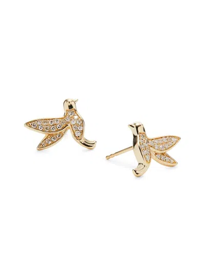 Effy Women's 14k Yellow Gold & 0.18 Tcw Diamond Bird Stud Earrings