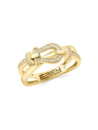 Effy Women's 14k Yellow Gold & 0.19 Tcw Diamond Bit Ring