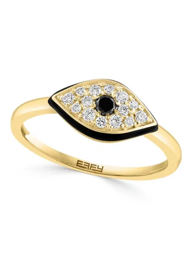 Effy Women's 14k Yellow Gold & 0.23 Tcw Diamond Evil Eye Ring