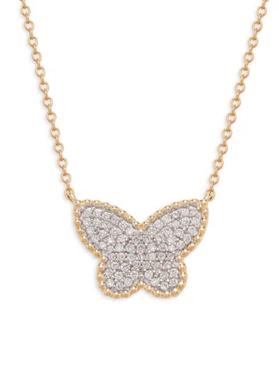 Effy Women's 14k Yellow Gold & 0.24 Tcw Diamond Butterfly Pendant Necklace/17"